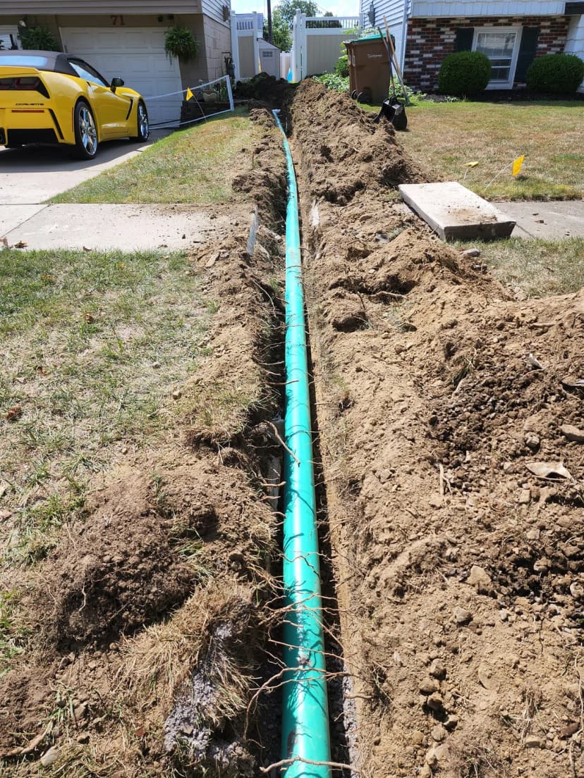 Residential sewer trench